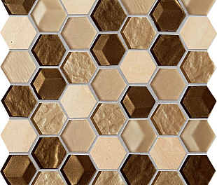Tubadzin Mozaika scienna Drops stone brown hex 29,8x30 Gat.1 (ТДЗН8760)