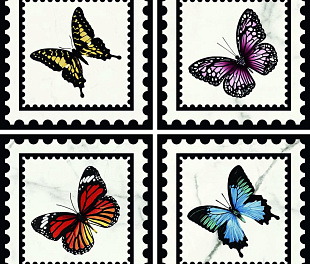 Villeroy&Boch20x20 Victorian Бабочки 45° Чёрнобелые (МОН27350)