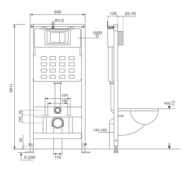 Инсталляция Abber AC0105 для подвесного унитаза (МП1000ИН)