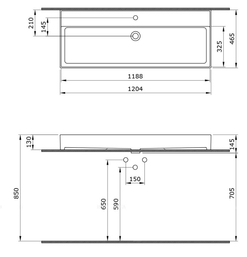 Раковина Подвесная Bocchi Milano 1394-025-0126 Кофейная 46x131 (МПБЧ1384РК)