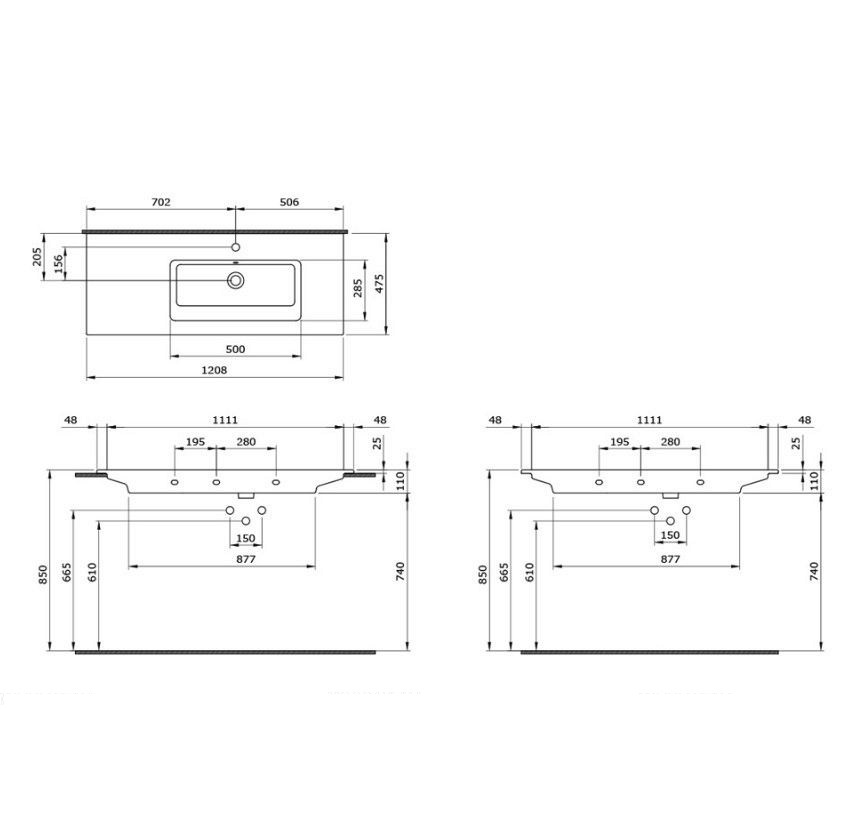 Раковина Накладная Bocchi Milano 1365-021-0126 Правая Мандарин 48x121 (МПБЧ1301РК)