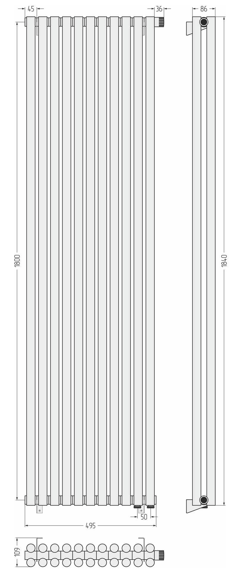 Сунержа Эстет-11 EU50 1800x495 Состаренная Бронза 05-0312-1811 (МПСУ3027ПЛ)