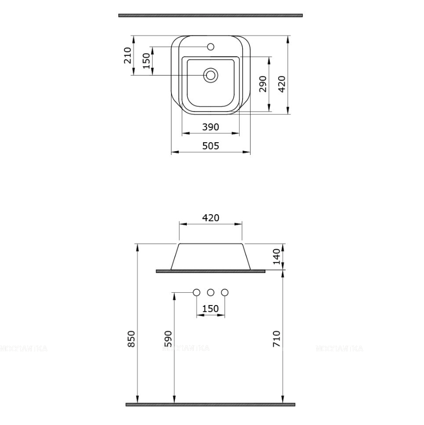 Раковина Накладная Bocchi Firenze 1074-026-0126 Желтая 42x51 (МПБЧ1162РК)