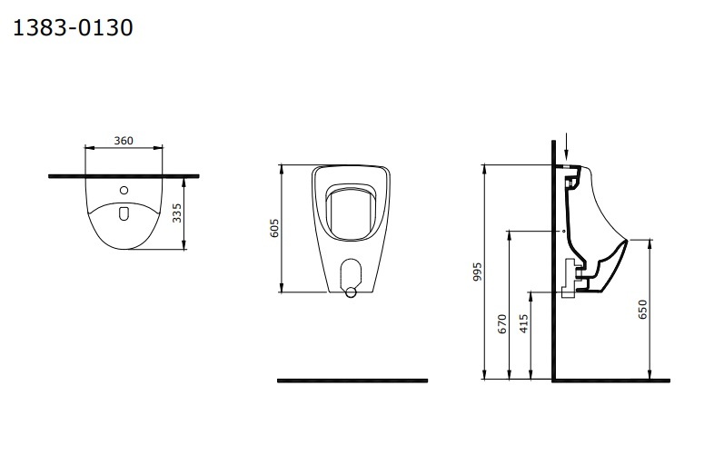 Писсуар Bocchi Taormina Arch 1383-020-0130 Антрацит (МПБЧ1020ПС)