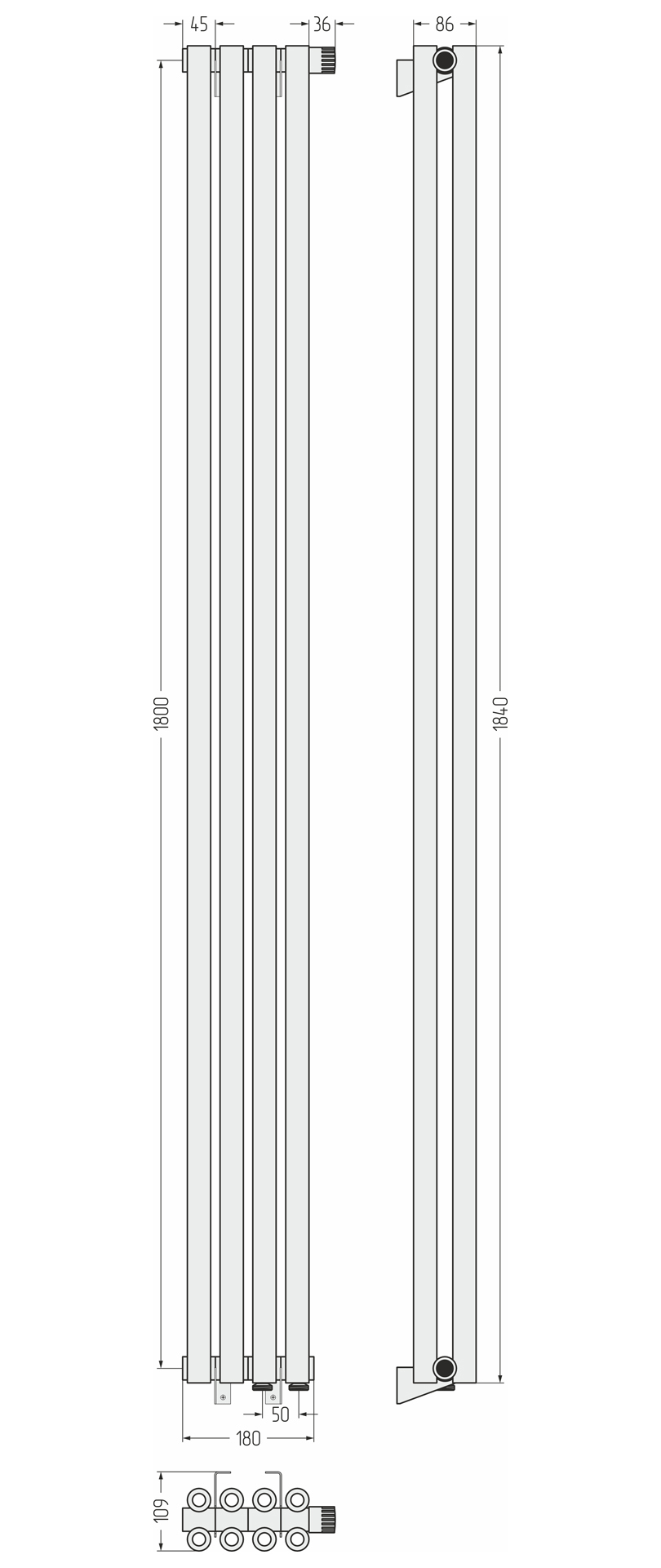 Сунержа Эстет-00 EU50 1800x180 Белый 12-0322-1804 (МПСУ2492ПЛ)