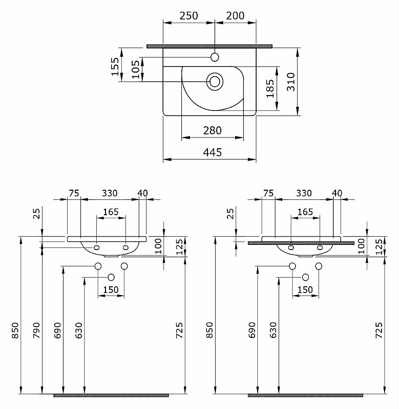 Раковина Подвесная Bocchi Taormina Arch 1015-002-0126 Белая Матовая 31x45 (МПБЧ1473РК)