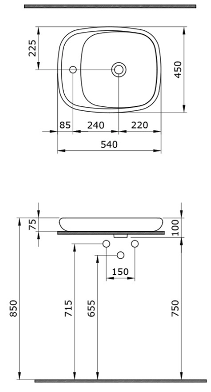 Раковина Накладная Bocchi Fenice 1164-007-0126 Жасмин 45x54 (МПБЧ1126РК)