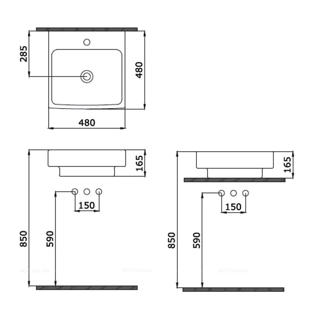 Раковина Подвесная Bocchi Scala Arch 1076-029-0126 Светло-голубая 48x49 (МПБЧ1415РК)