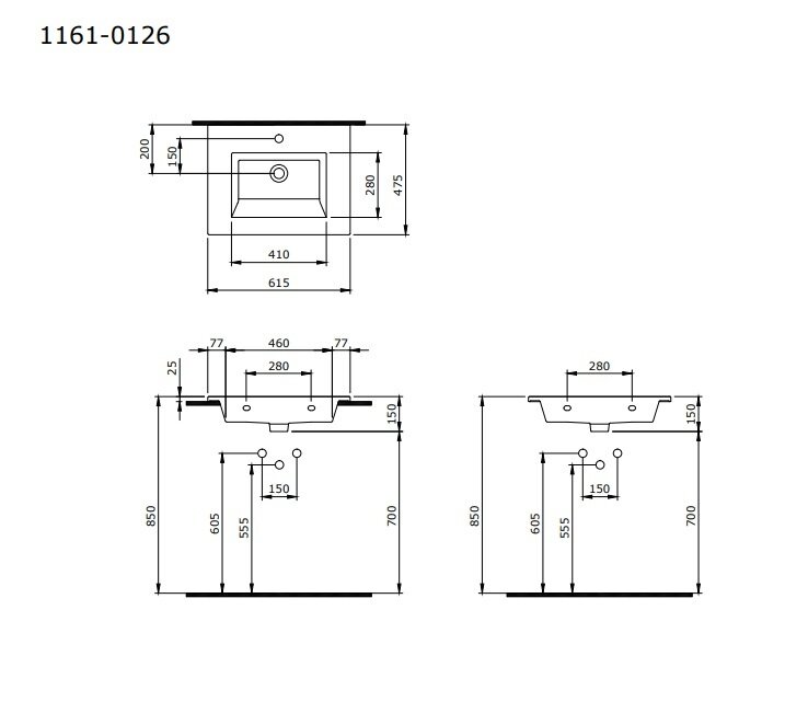 Раковина Накладная Bocchi Milano 1161-014-0126 Кремовая 47x61 (МПБЧ1242РК)