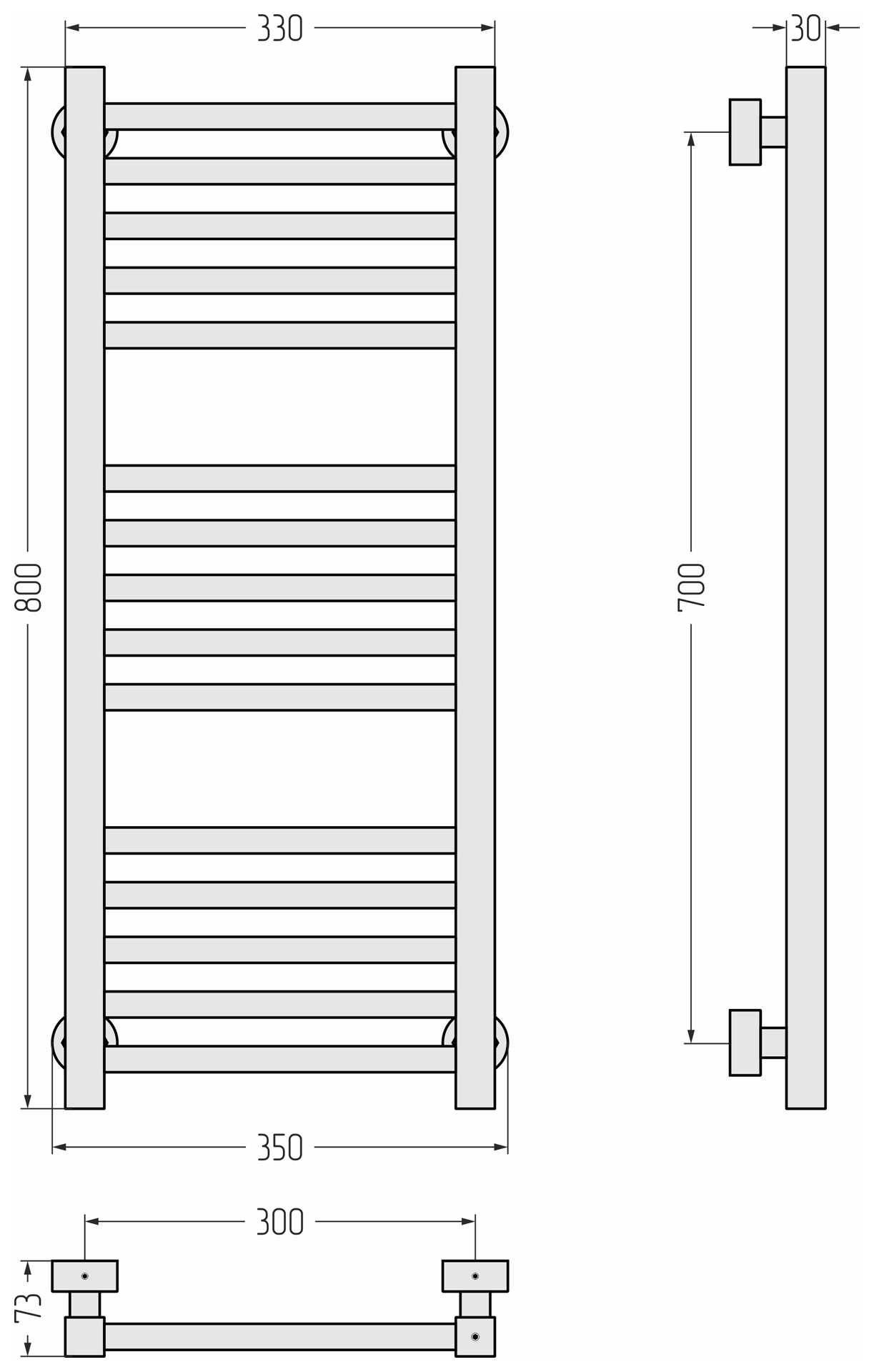 Сунержа ДР Модус PRO 800x300 Золото Матовый 032-0450-8030 (МПСУ3834ПЛ)