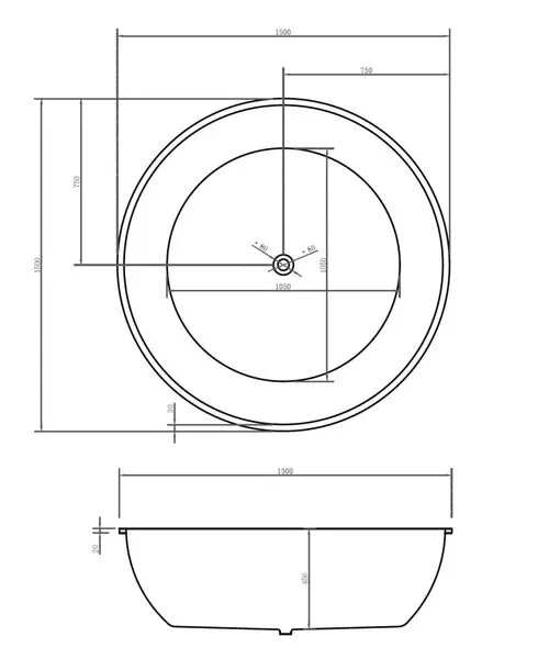 Акриловая ванна Abber AB9279MB 150x150 (МПАБ1047ВН)