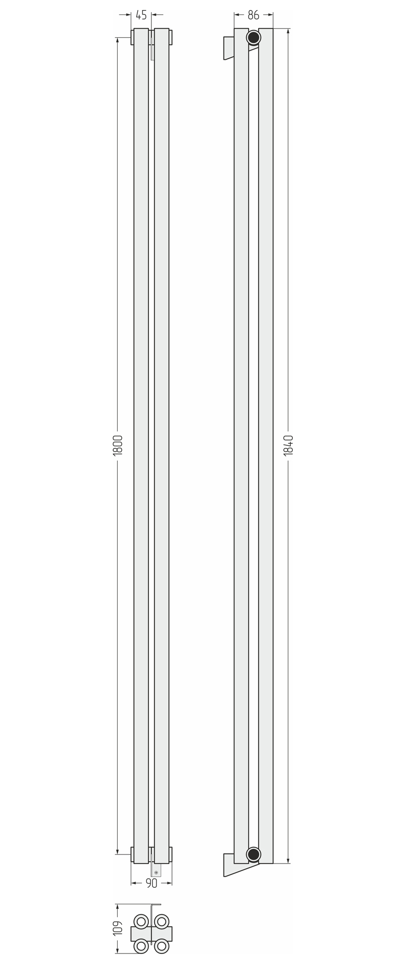 Сунержа Эстет-00 1800x90 Состаренная Бронза 05-0332-1802 (МПСУ2091ПЛ)