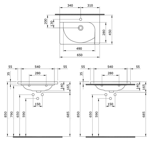 Раковина На пьедестал Bocchi Taormina Arch 1009-004-0126 Черная Матовая 45x65 (МПБЧ1461РК)