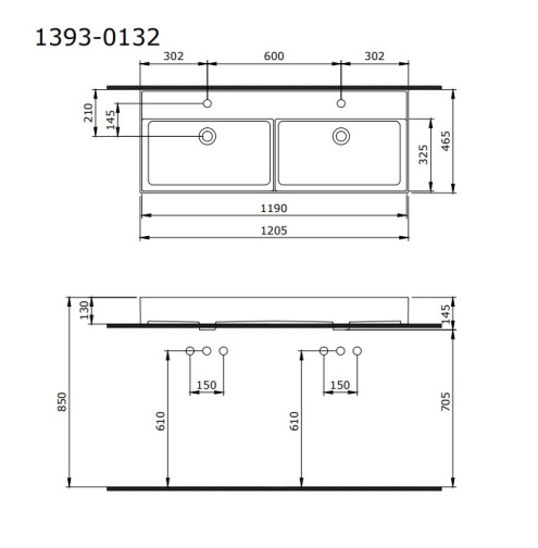 Раковина Накладная Bocchi Milano 1393-033-0126 Мятная 46x120 (МПБЧ1371РК)