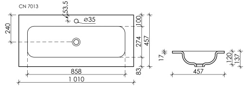 Умывальник накладной Ceramica Nova Element CN7013 45,7x101 (МПКН1028РК)