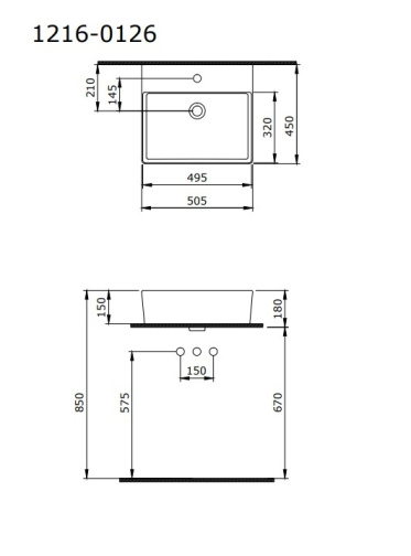 Раковина Накладная Bocchi Milano 1216-005-0126 Черная 45x51 (МПБЧ1256РК)