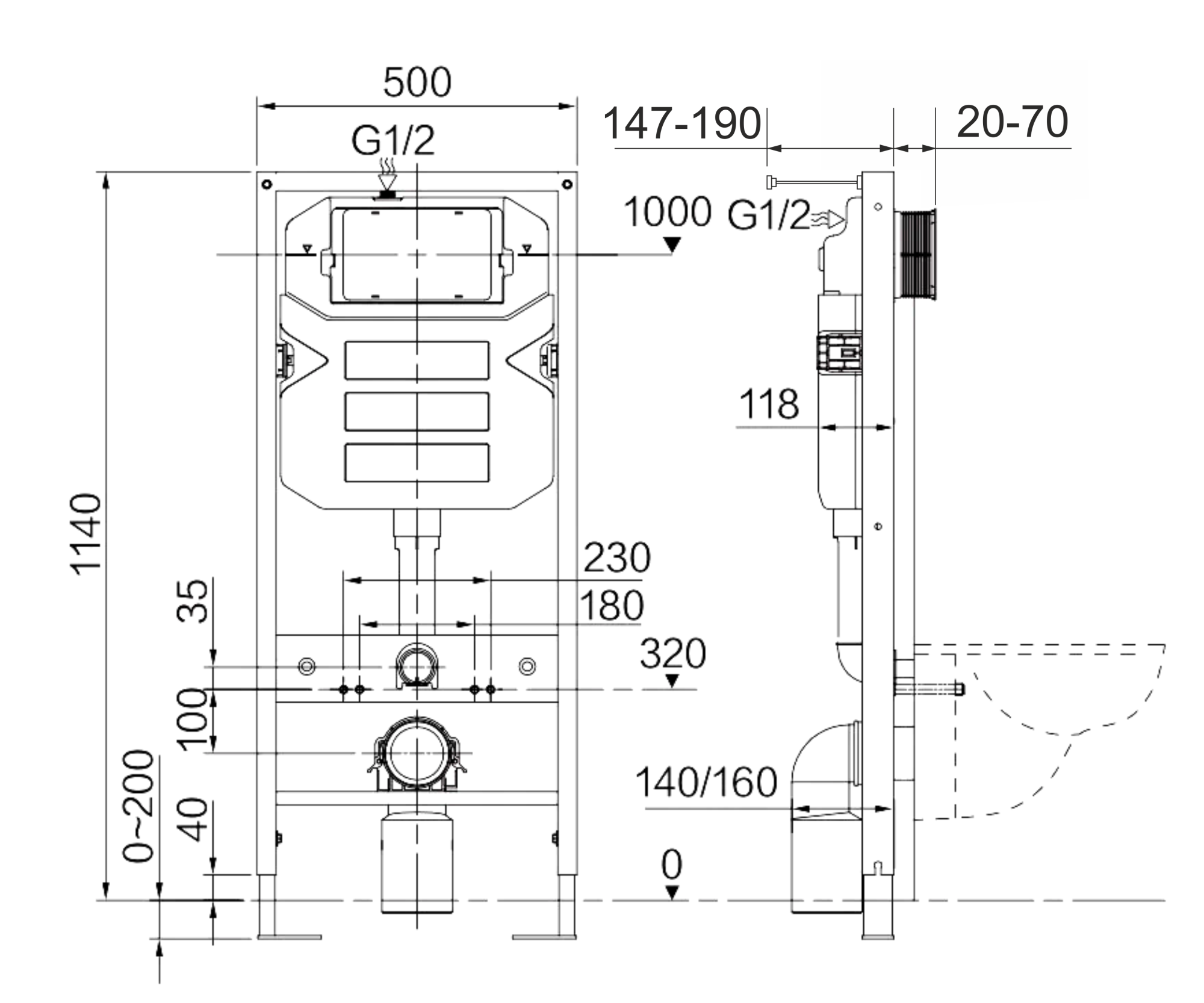 Инсталляция для унитаза Ceramica Nova Envision с кнопкой смыва CN1001M (МПКН1002ИН)