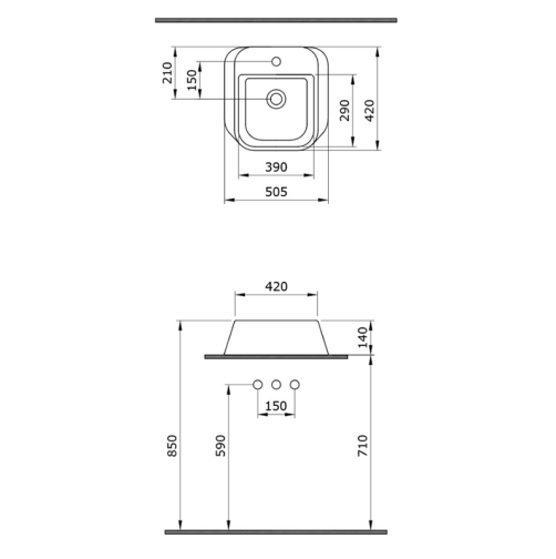 Раковина Накладная Bocchi Firenze 1074-014-0126 Кремовая 42x51 (МПБЧ1158РК)