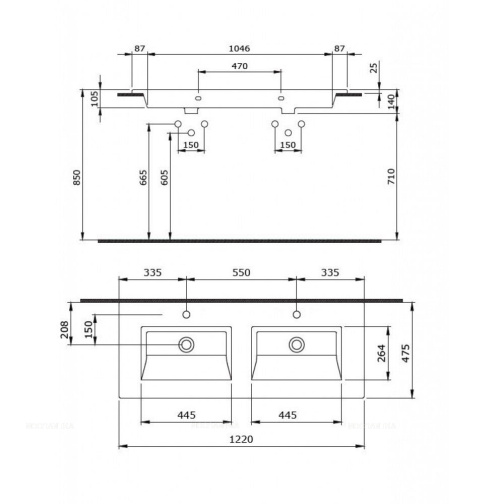 Раковина Накладная Bocchi Milano 1111-010-0126 Синяя 48x122 (МПБЧ1206РК)