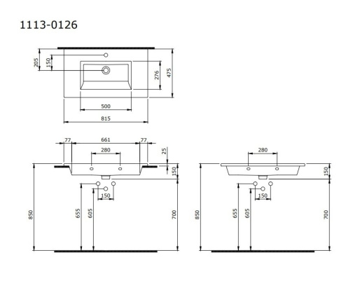 Раковина Накладная Bocchi Milano 1113-010-0126 Синяя 48x82 (МПБЧ1222РК)