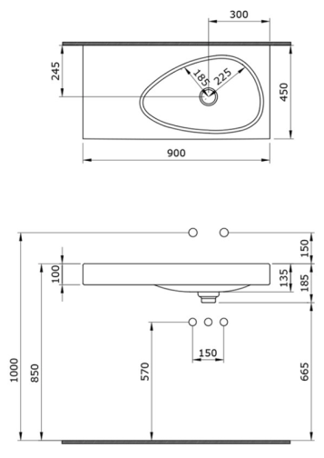 Раковина Подвесная Bocchi Etna 1115-020-0125 Антрацит 45x90 (МПБЧ1048РК)