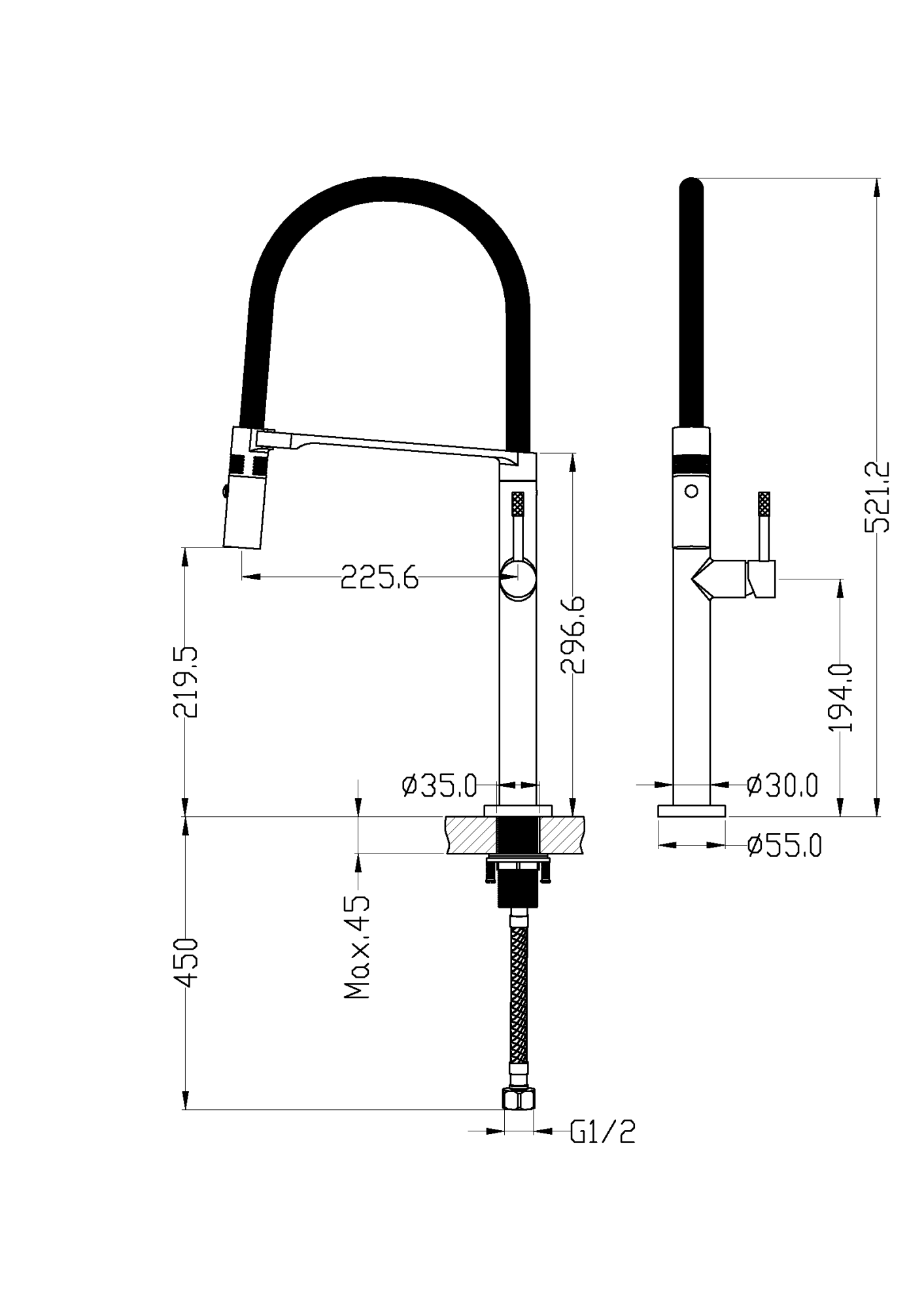 Смеситель Для Кухни Boheme Uno Shine Gun Metal 114-SGM (МПБХ5075СМ)