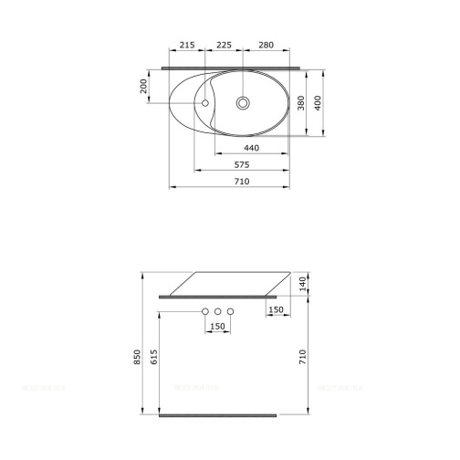 Раковина Накладная Bocchi Vessel 1021-025-0126 Кофейная 40x72 (МПБЧ1519РК)