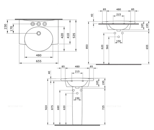 Раковина Подвесная Bocchi Verona Lavabo 1043-004-0126 Черная Матовая 54x66 (МПБЧ1506РК)