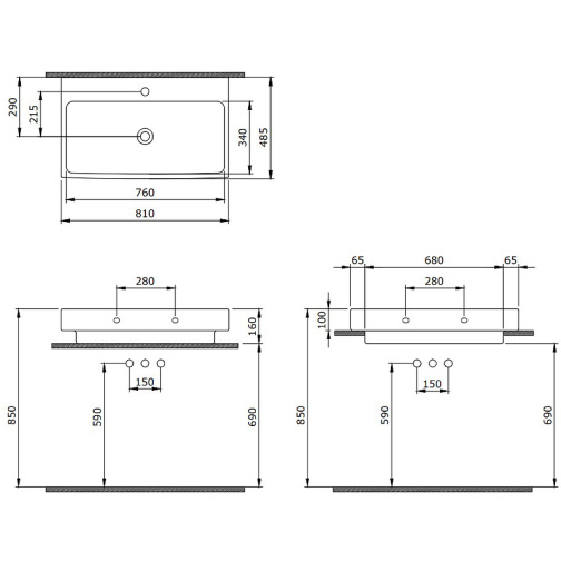 Раковина Creto Scala Arch Белый 1078-001-0126 16,5x81 (МПКР1006РК)