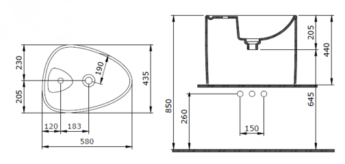 Раковина Накладная Bocchi Etna Моноблок 1343-010-0126 Синяя 43x66 (МПБЧ1109РК)