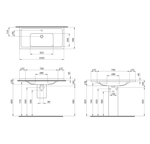 Раковина Creto Taormina Pro С Переливом Белый 1118-001-0126 16,5x102,5 (МПКР1007РК)