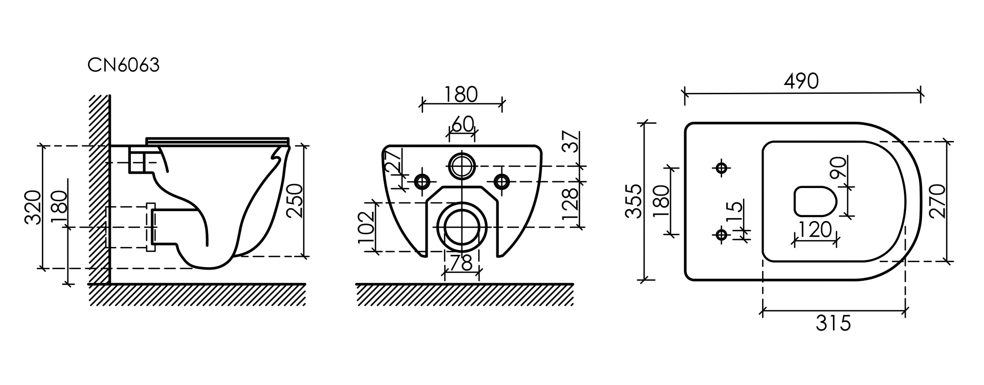 Унитаз подвесной Ceramica Nova Modena Rimless CN6063MB (МПКН1023УН)