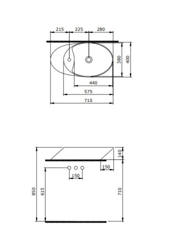 Раковина Накладная Bocchi Vessel 1021-029-0126 Светло-голубая 40x72 (МПБЧ1522РК)